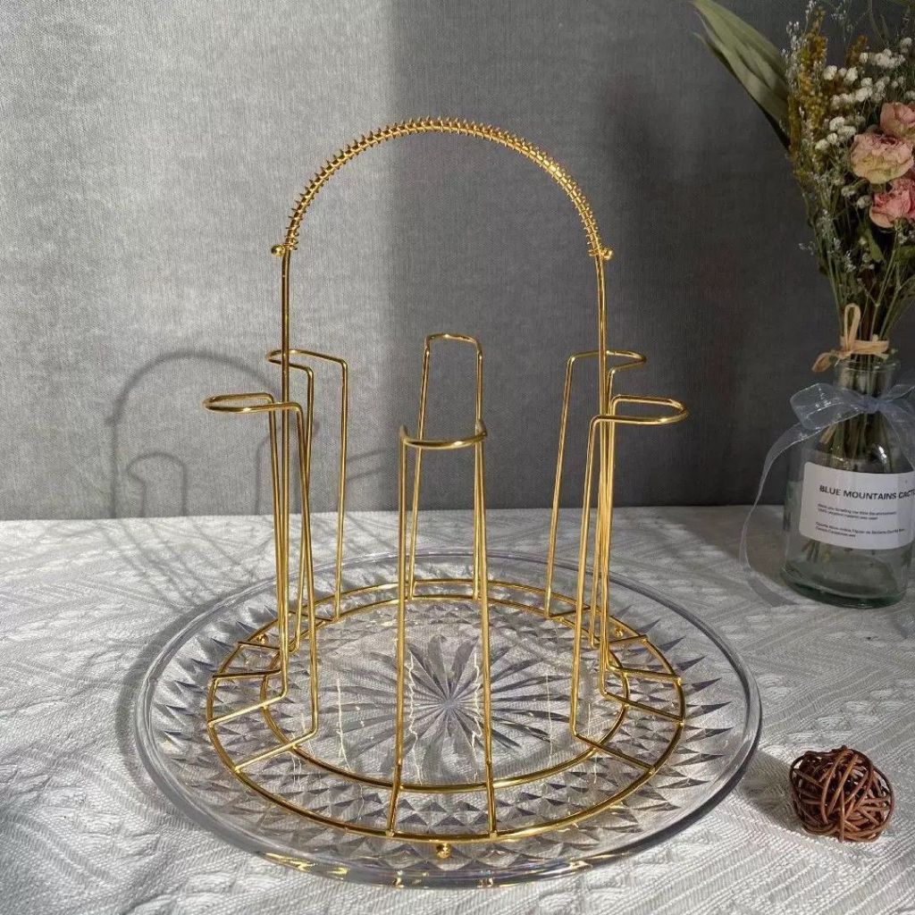 Porta Copos De Suporte Para 6 Copos Cozinha Mesa Cor Dourado