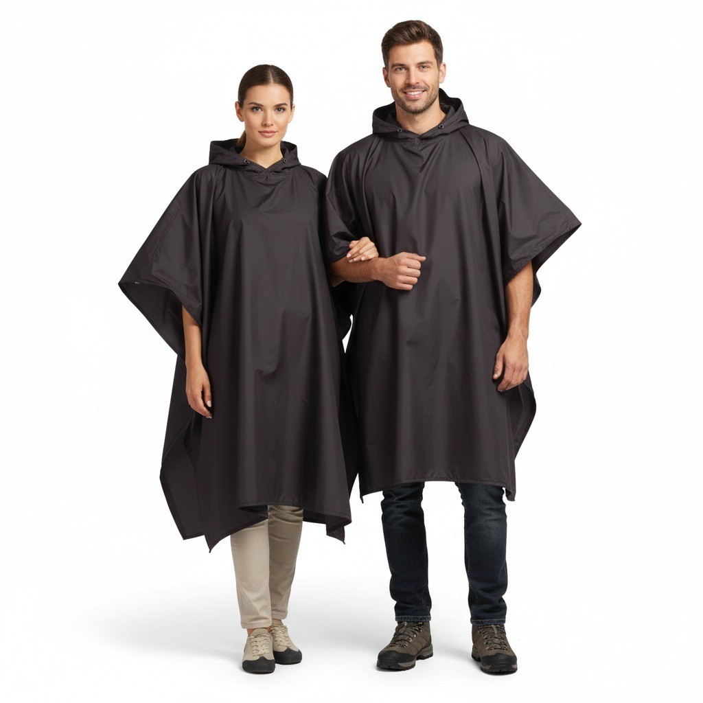Capa De Chuva Poncho Tapete Impermeável Barraca 3 em 1 Multiuso Com Capuz Bask PVC