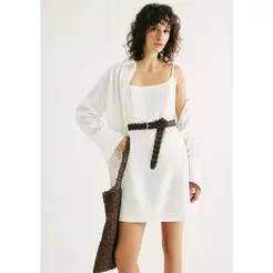 Vestido Curto Com Linho