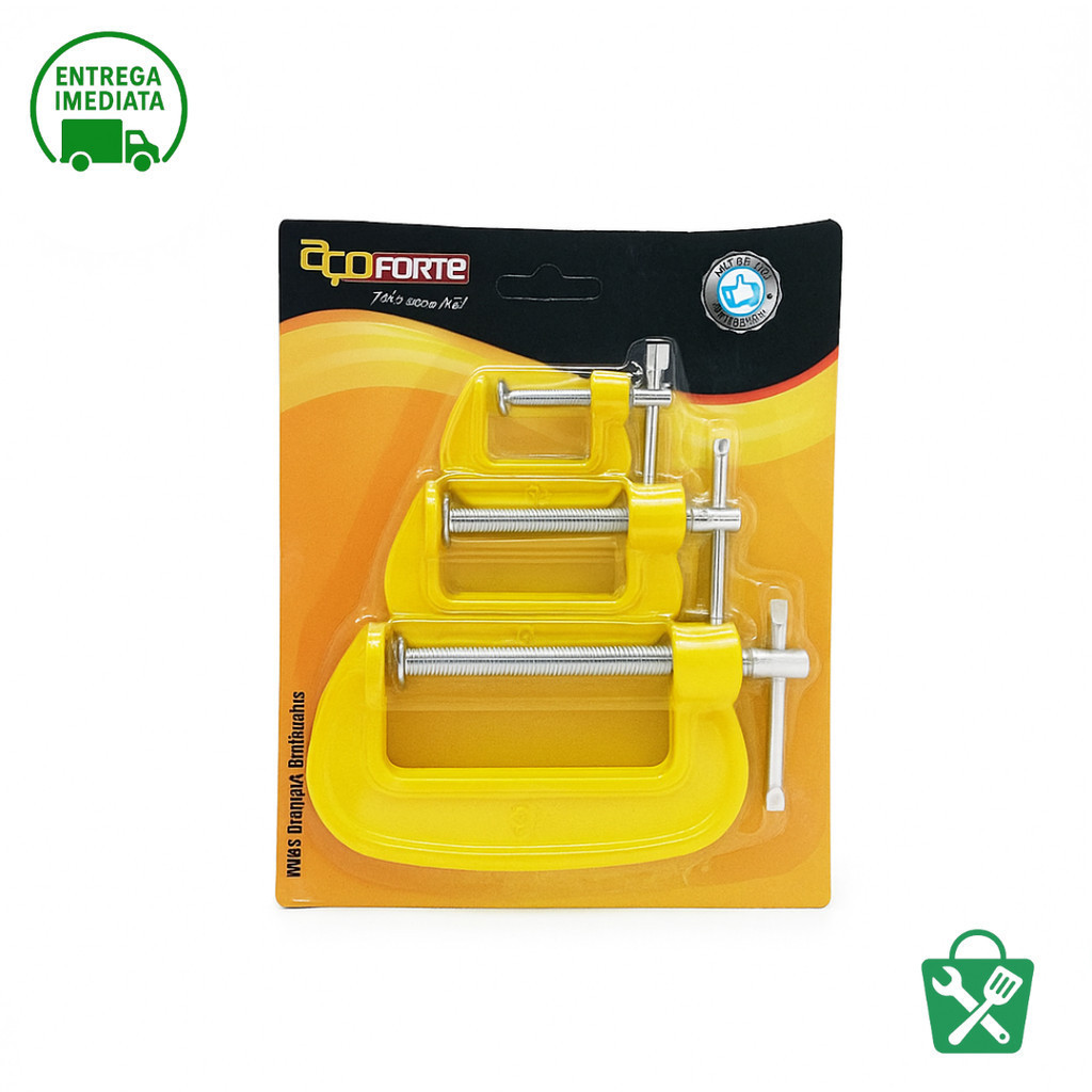 Kit 12 Grampos Sargento Tipo C Ferro Fundido 1" 2" 3" Polegadas Profissional