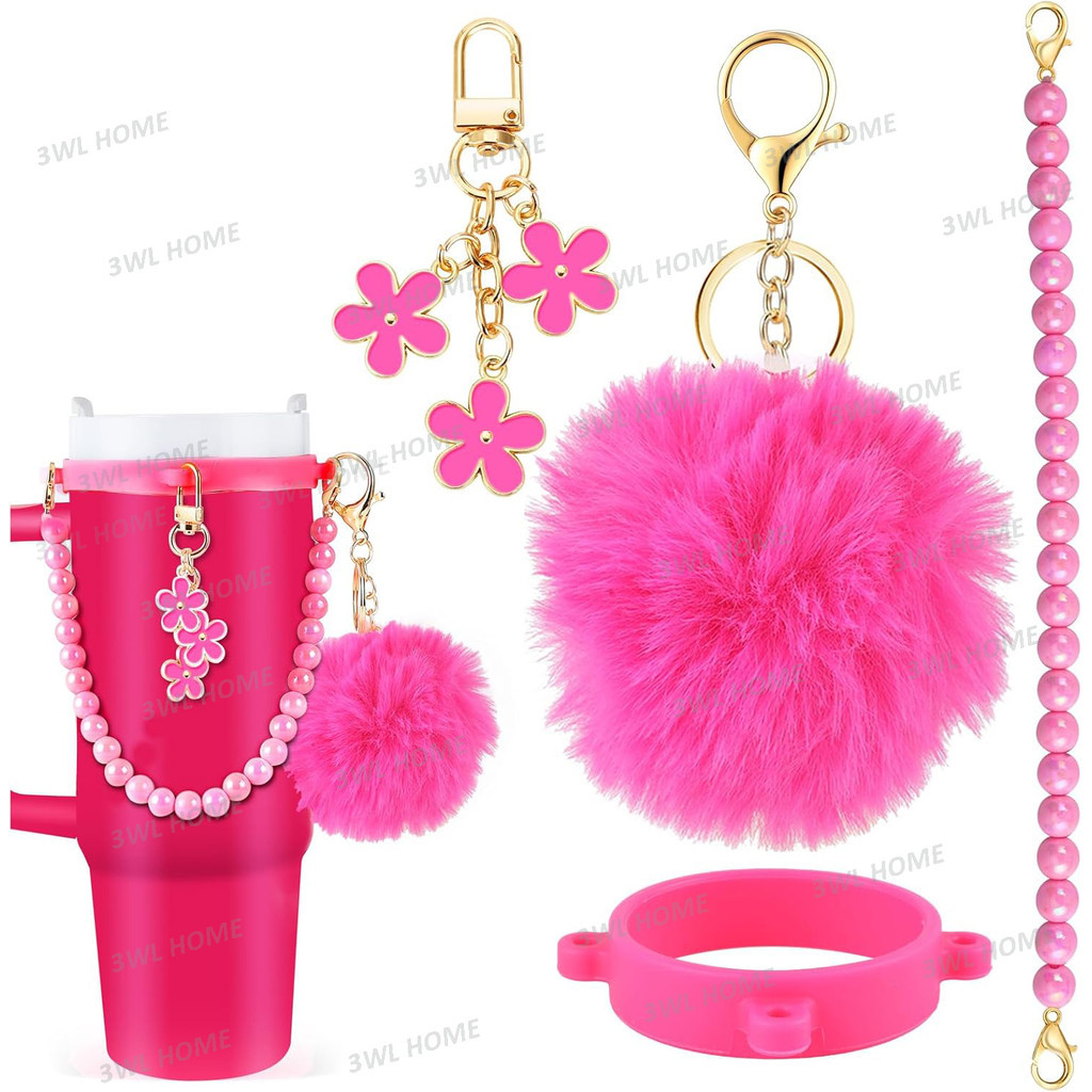 Alça De Pérola Para Garrafa De Água Com Suporte , Círculo De Silicone Copo De 8-40 Onças , Decoração Pingente De Flor Po em Oferta na Shopee