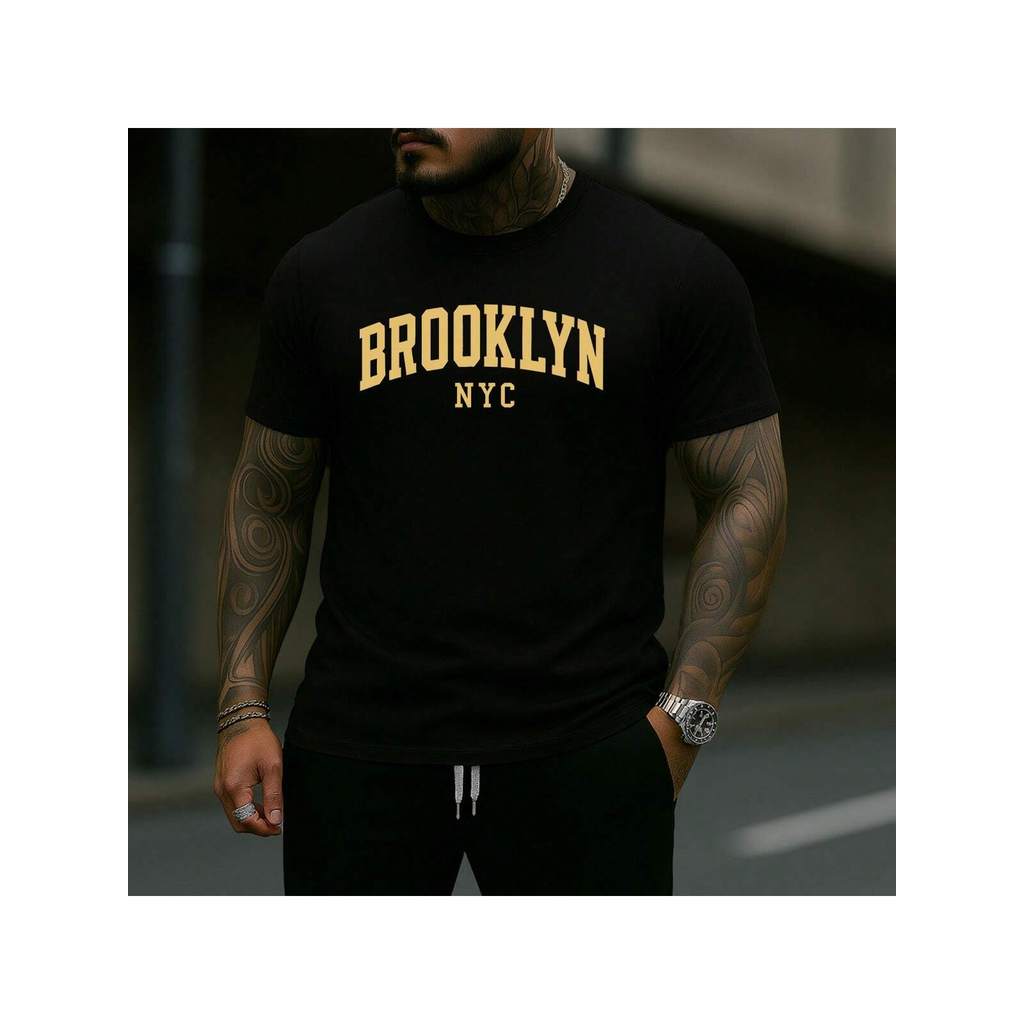 Camiseta Streetwear Brooklyn Estampada Masculina Estilosa 100% algodão Leve Confortável Street