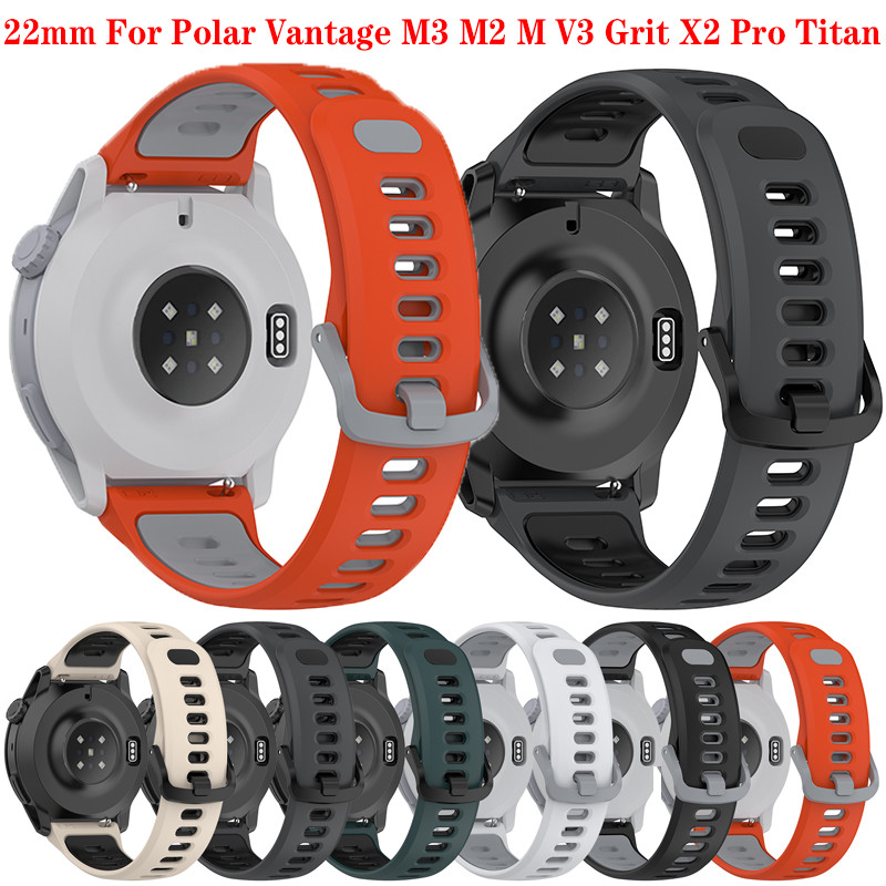Pulseira de Relógio de Silicone de 22mm para Polar Vantage M3 M2 M V3 Grit X2 Pro Titan X, Pulseira Esportiva Respirável