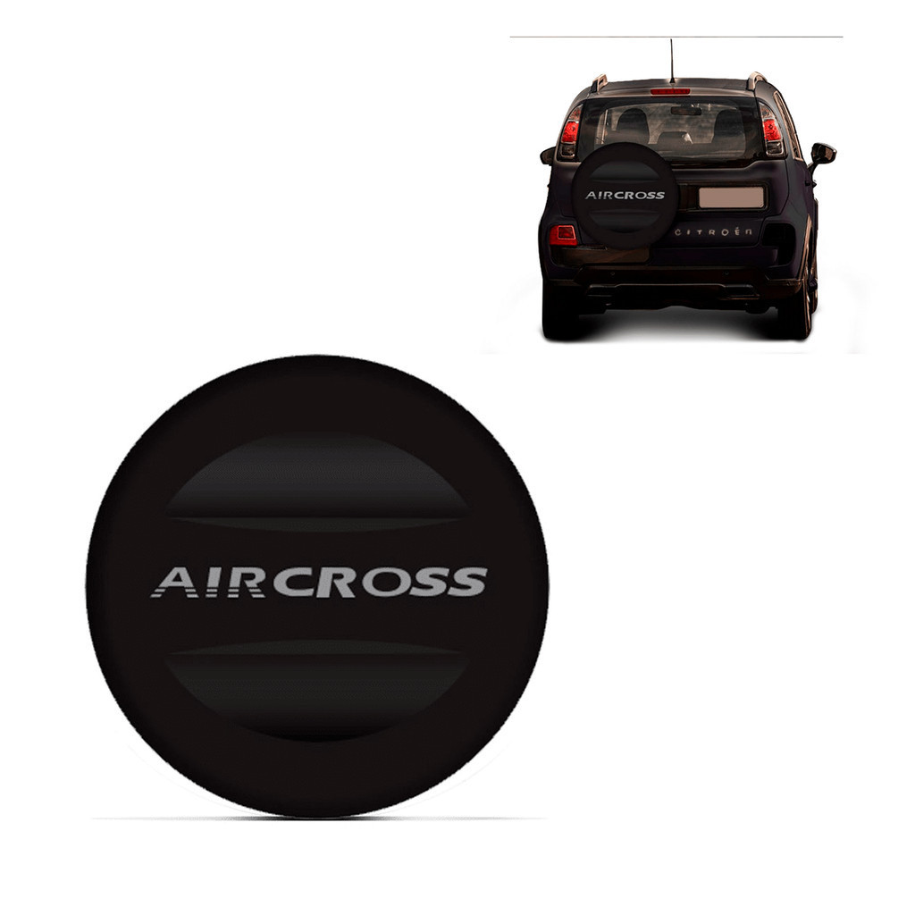 Capa De Estepe Rígida Com Cadeado Para Citroên Aircross 2015 Até 2017 Aro 14/15/16 Pneu Reserva Cor Preto Perla Nera