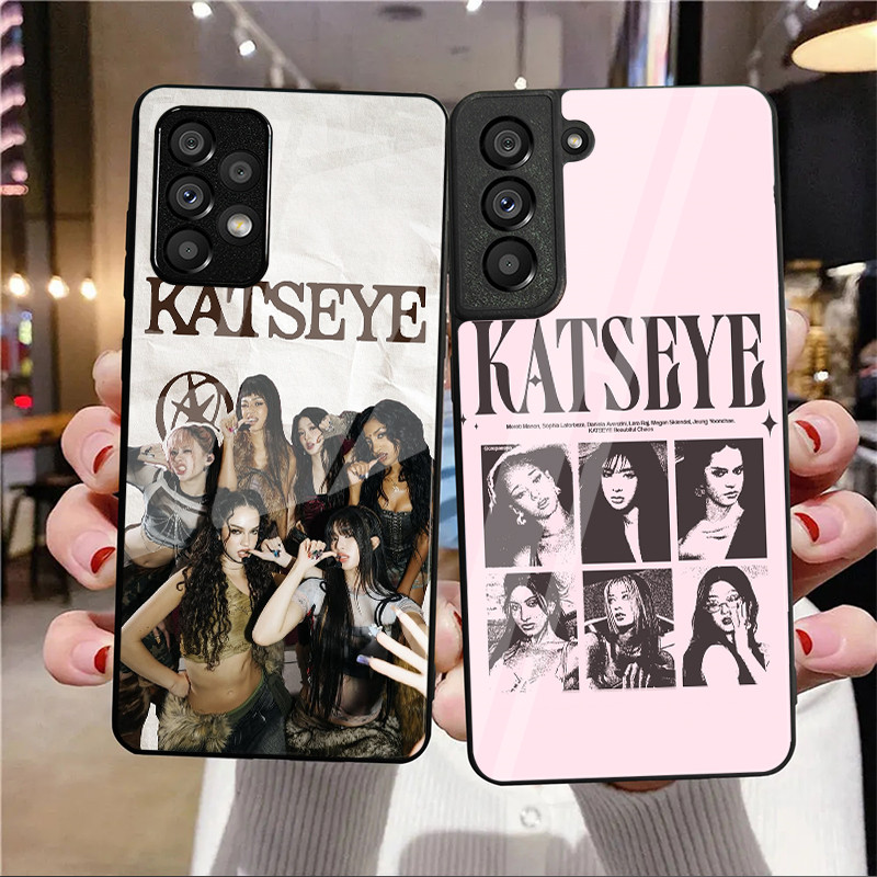 KATSEYE 01 Capa De Telefone De Vidro Para Samsung Galaxy A14 A16 A30 A22 A32 A33 A15 A35 A42 A55 A56 4G A52 A53 A54 A70 