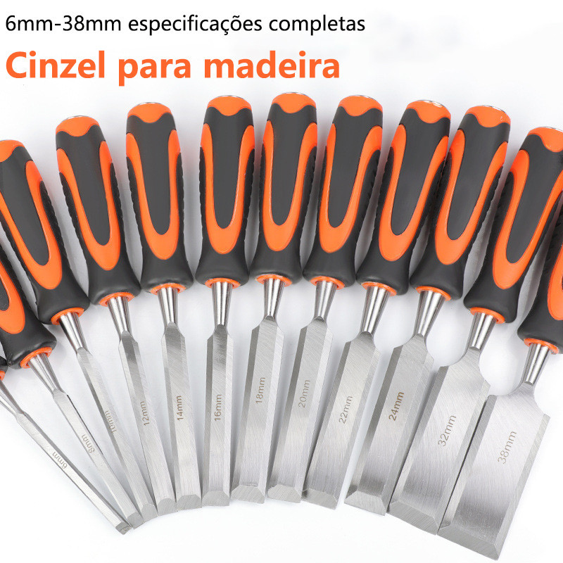 Jogo Formão Profissional 6-38mm para Entalhar Esculpir Madeira Ferramenta Marcenaria Resistente