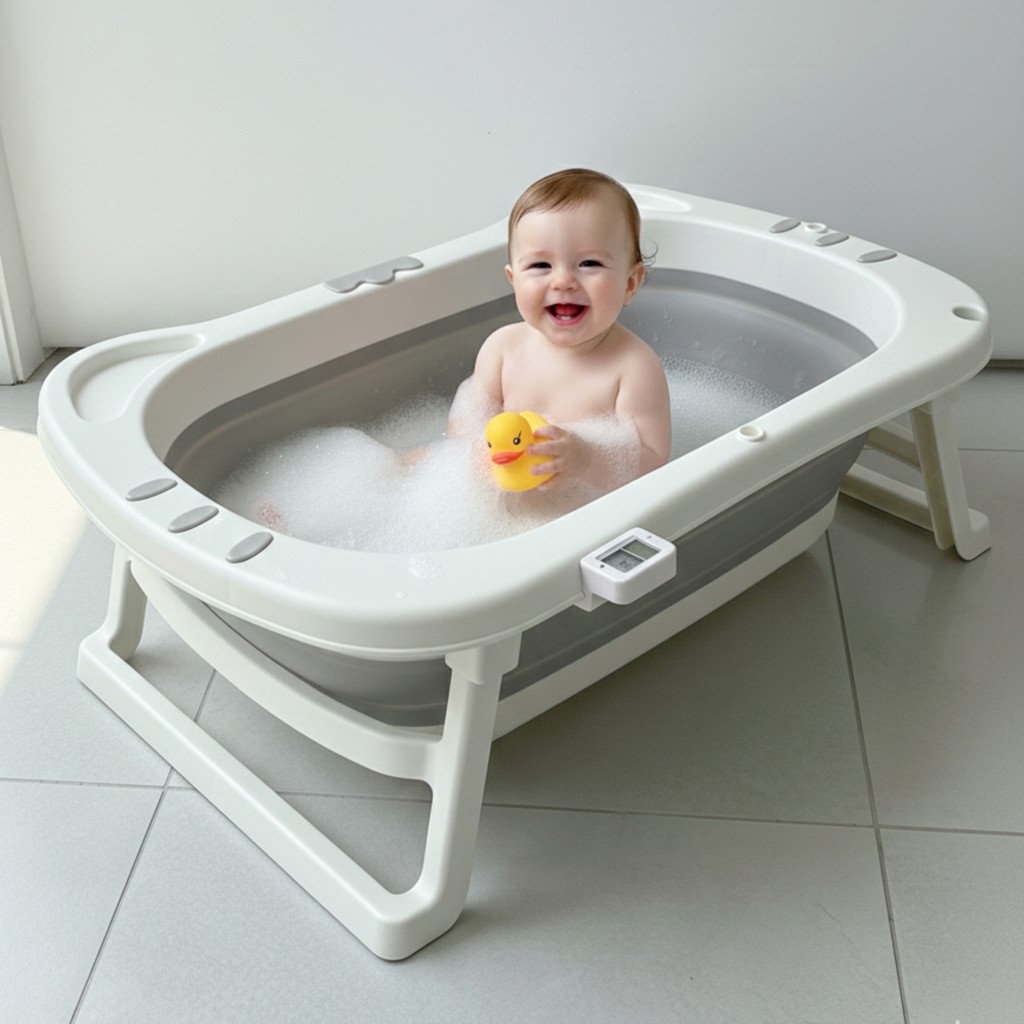 Banheira Para Bebe Tema Gatinhos Antiderrapante Retrátil Cores Bebê Segurança Recém-nascido Limpeza