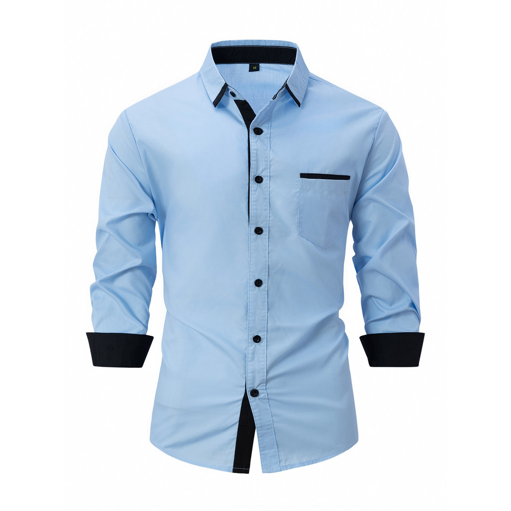 Camisa de manga comprida masculina Casual moda masculina camisa Slim fit