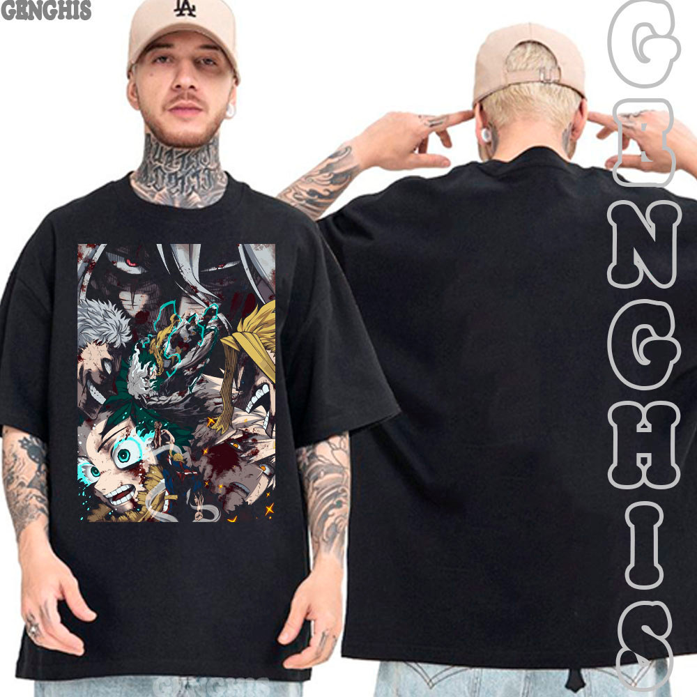 Camisa Midoriya VS Shigaraki Boku No Hero Academia Anime Batalha Final Camiseta Basica e Oversized Unissex