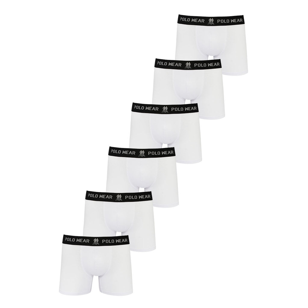 Kit 6 Cuecas Algodão Boxer Polo Wear Branco