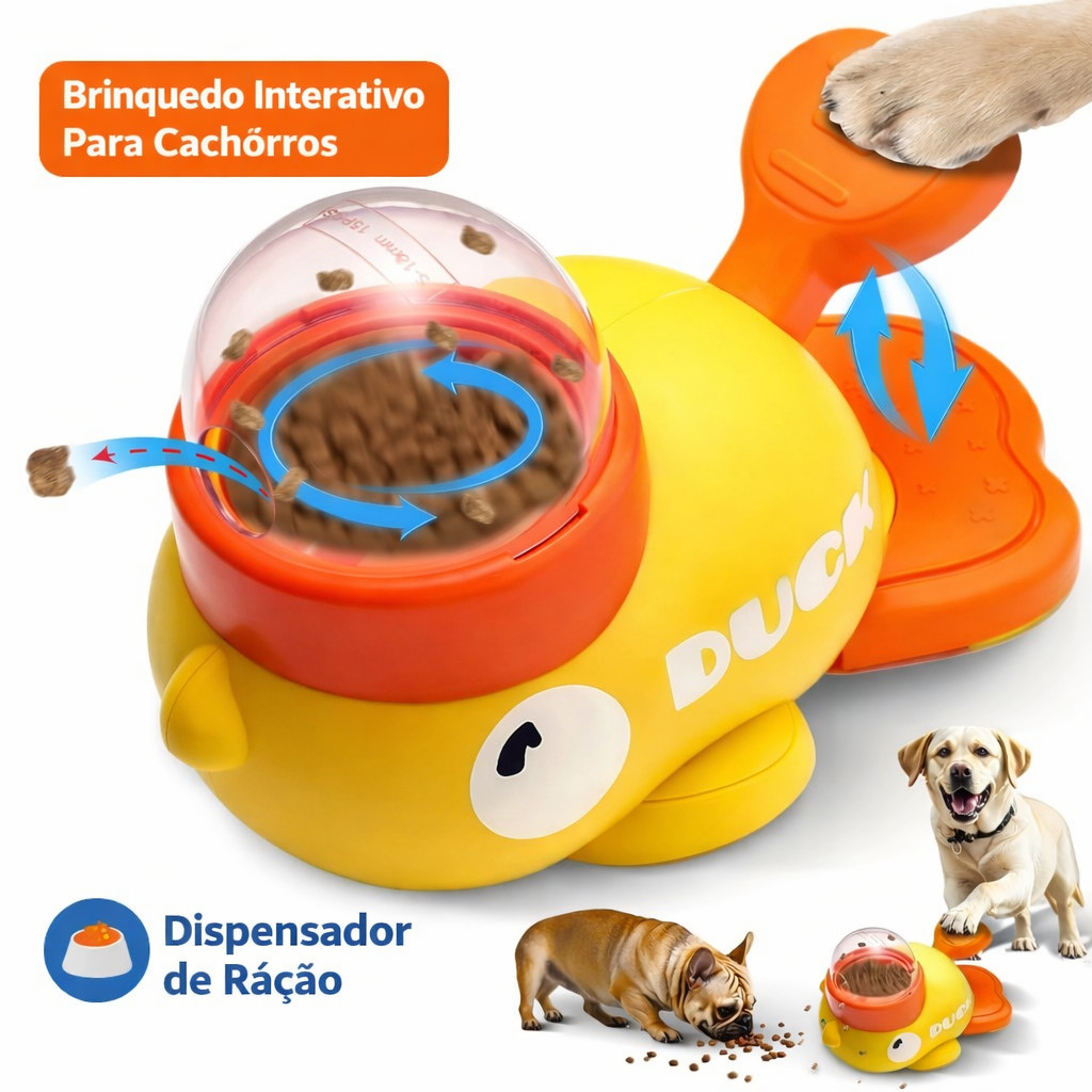 Brinquedo Interativo Inteligente Para Cachorro Cães Gatos Dispenser Automático Pato Pet Alimentador
