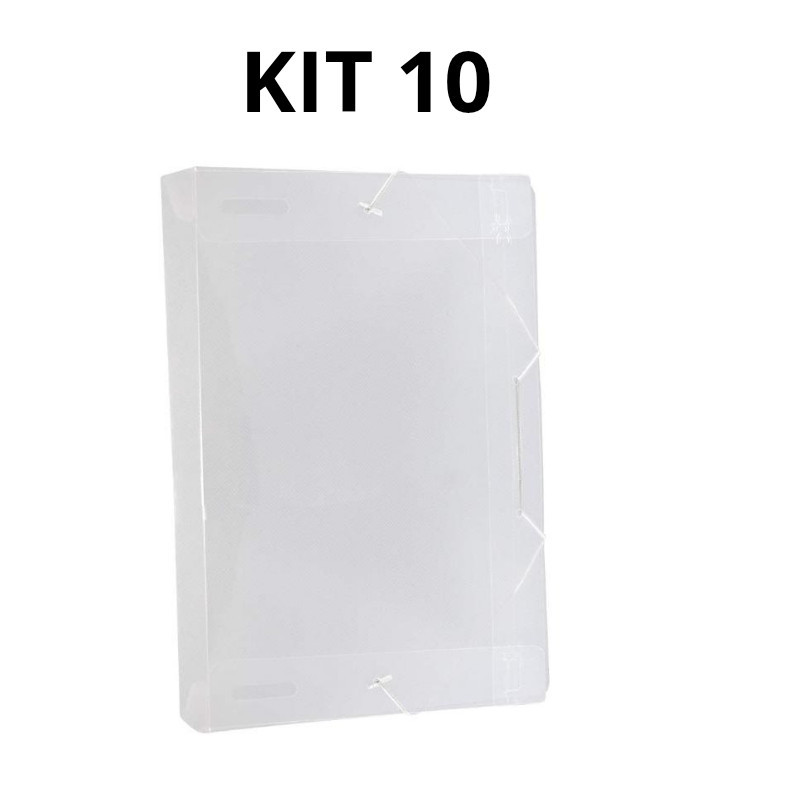 Kit 10 Pasta Plástica Com Elástico Lombo 40mm ACP