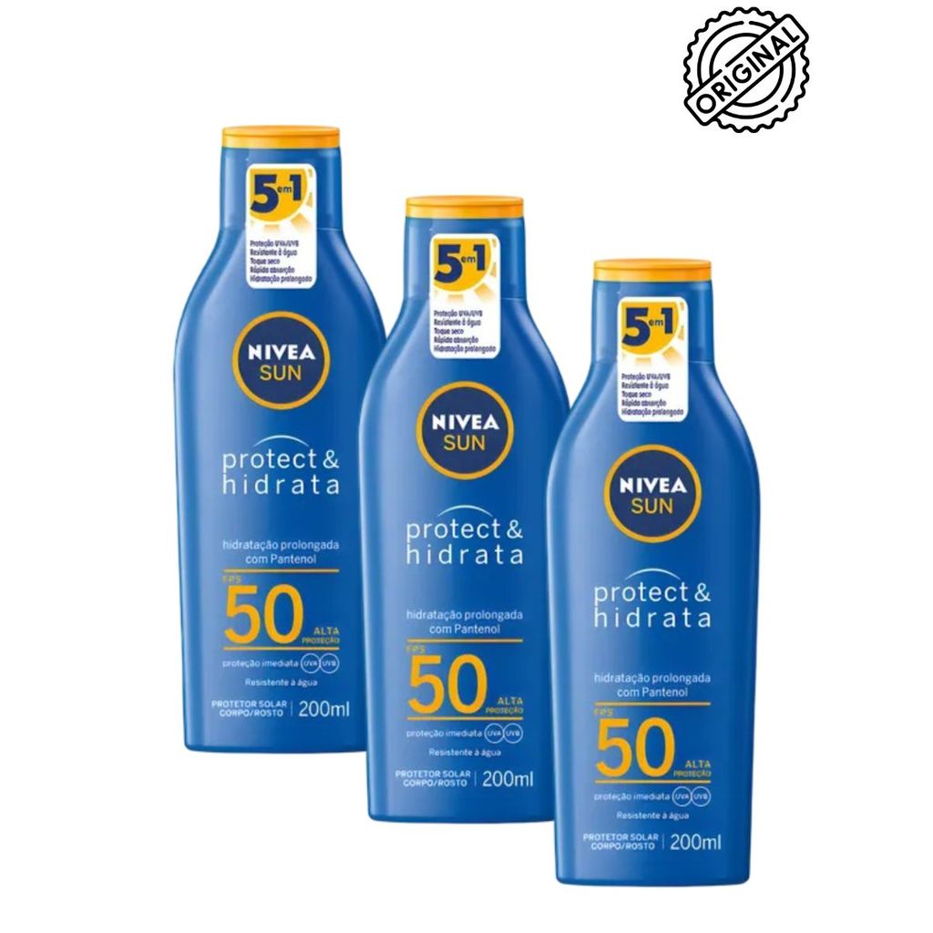 Protetor Solar Sun Protect& Hidrata FPS50 KIT 3x 200ml Nivea