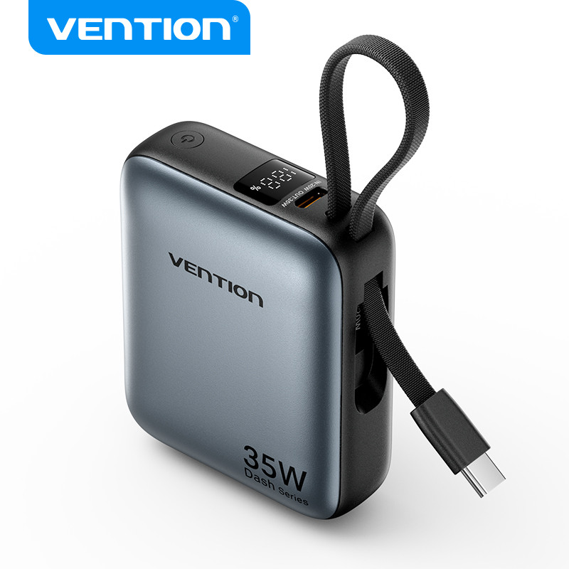 Vention Mini Banco De Potência Portátil 35W 10000 mAh Com Cabo Tipo C em Oferta na Shopee