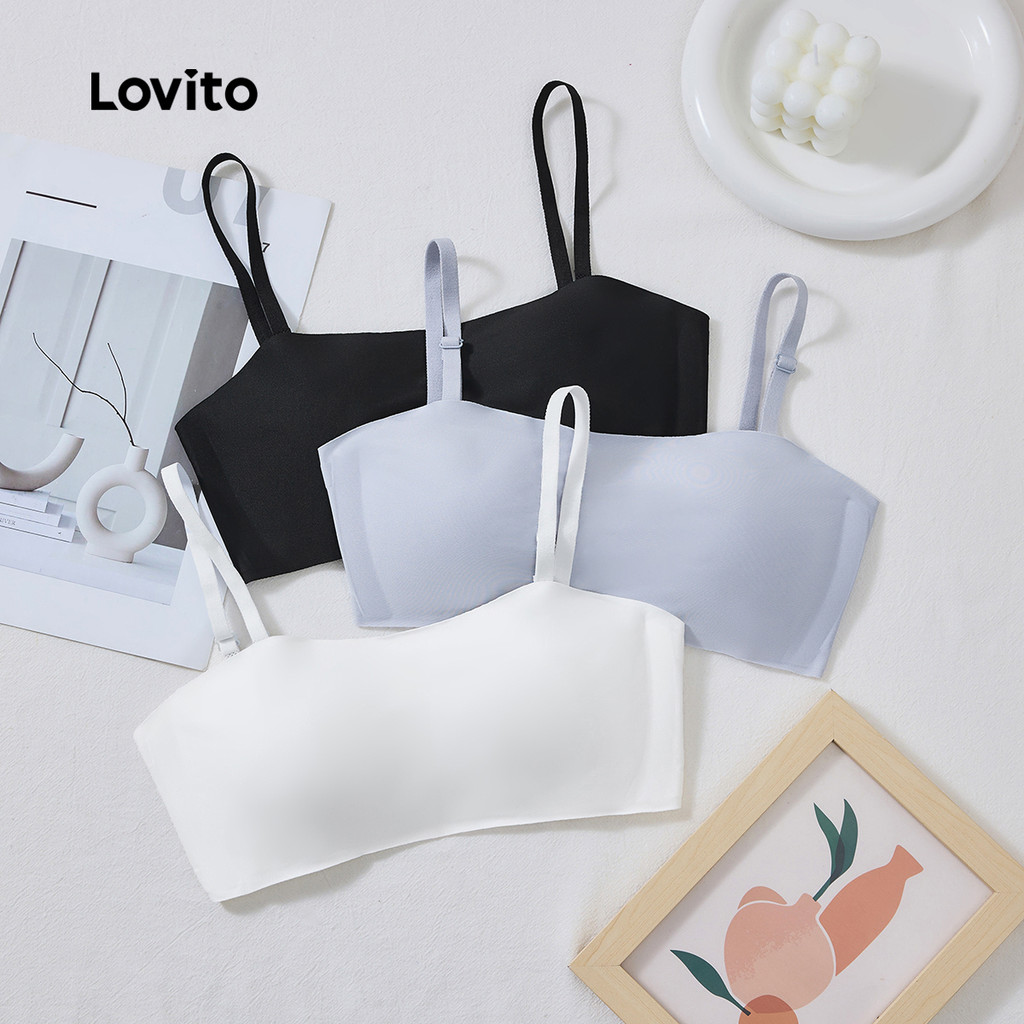 Lovito Sutiã Feminino Sexy Liso Com Tachas Multicoloridas Para Primavera E Verão LNA104006 em Oferta na Shopee