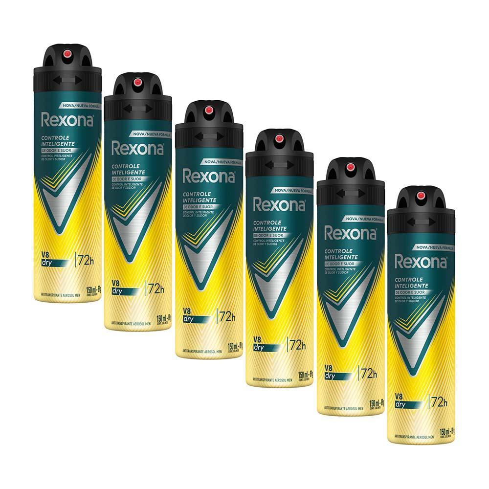 Kit 6 Desodorantes Rexona Men Aerossol Antitranspirante V8 150ml em Oferta na Shopee