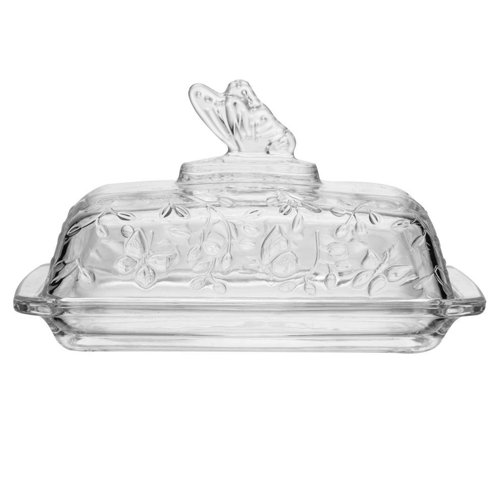 Manteigueira New Butterfly 18cm Cristal Ecológico Lyor com Tampa para Manteiga Mesa Posta Café Manhã Brunch para Guardar — imagem 2 de 2