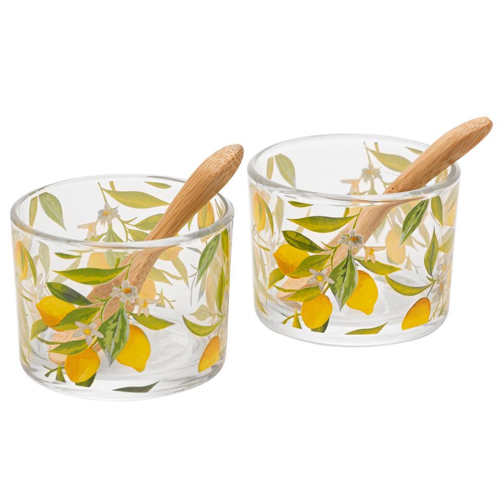 Conjunto 2 Molheiras Siciliano 7cm Vidro Lyor com Colheres para Molhos Temperos Mesa Posta Servir Petiscos Elegante Casa