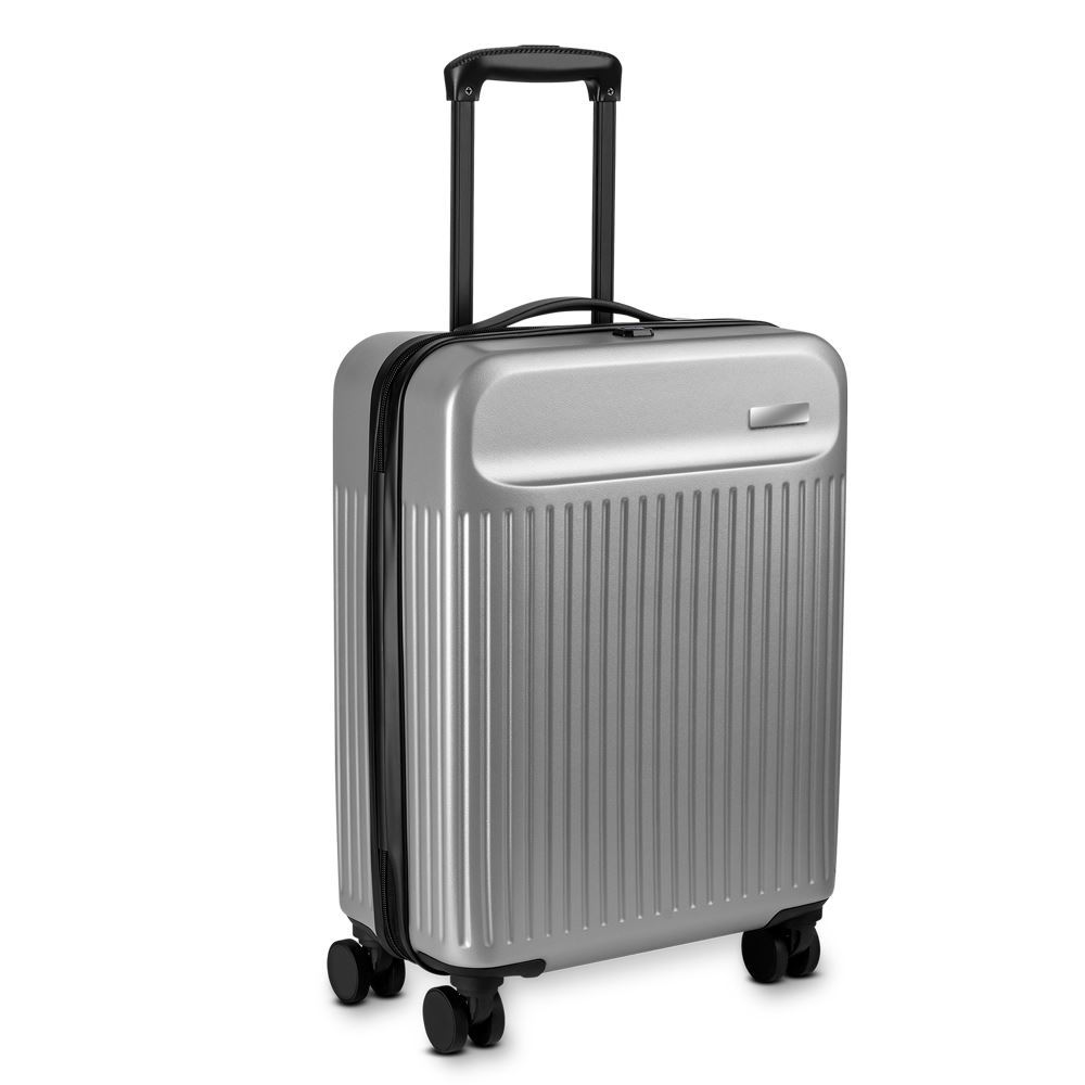 Mala de Bordo 40L ABS com Rodas 360° USB Frontal Bagagem de Mão Viagem Avião Prata
