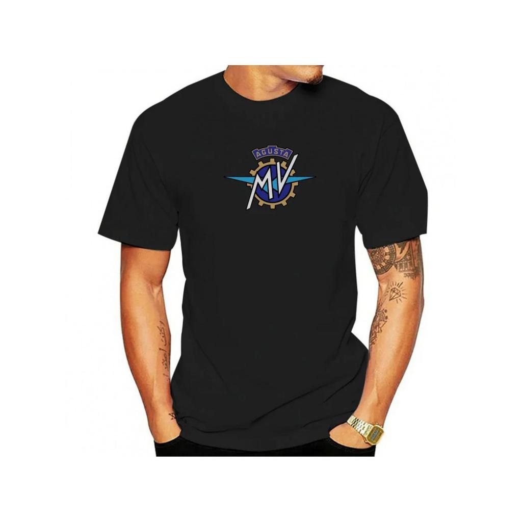 Camiseta Masculina MV Agusta Motor com Logo Oficial - Design da Marca Completo, Bras?o e Gráfico de Motocicleta Alada, G