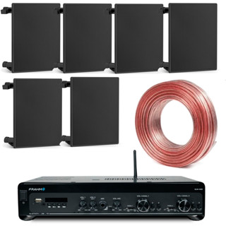 Kit Som Ambiente Amplificador Slim 4100 + 6 Arandelas Preta  Frahm + 100 Metros Fio 2x1,5 em Oferta na Shopee