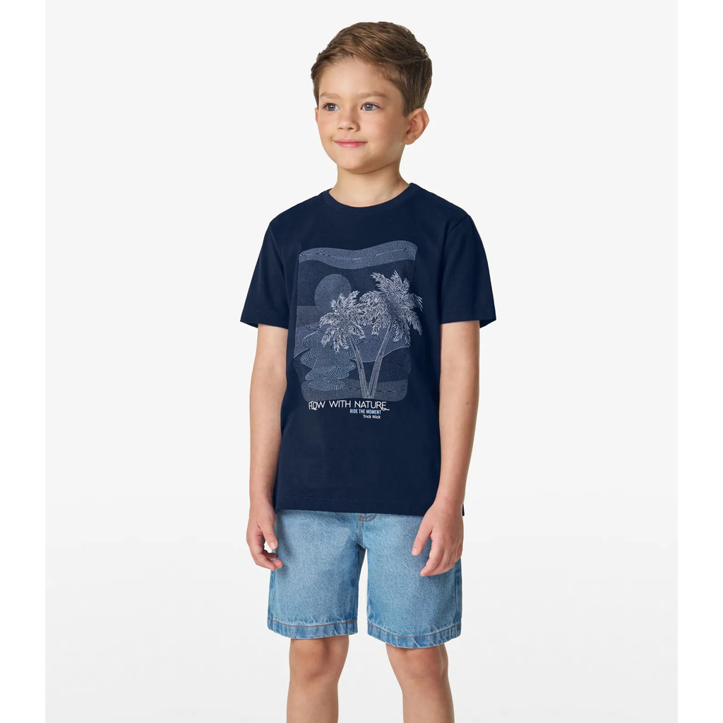 Conjunto Masculino Camiseta com Bermuda Trick Nick Azul