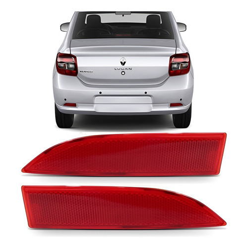 Par Refletor Lanterna Parachoque Traseiro Renault Logan 2014 2015 2016 2017 2018 2019 Vermelho Esquerdo e Direito