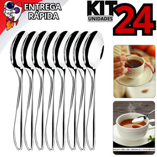Kit 24 Colheres de Chá Inox Café Sobremesa Premium em Oferta na Shopee