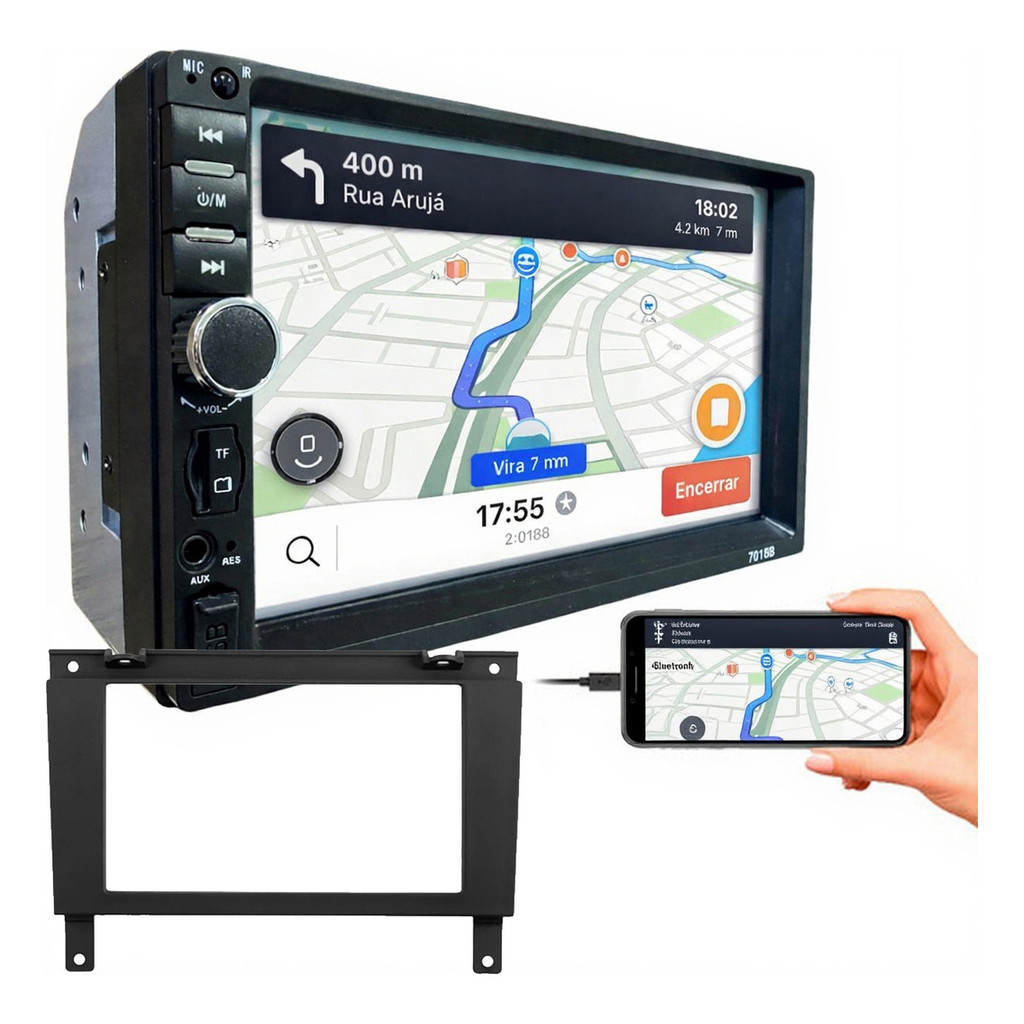 KIT CENTRAL MULTIMIDIA MP5 COM MOLDURA GOL PARATI SAVEIRO 1999 A 2005 em Oferta na Shopee