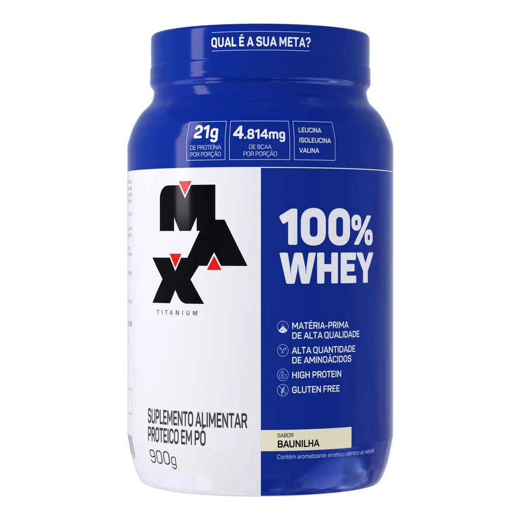 100% whey - Max Titanium Proteínas Proteínas sabor baunilha x 900g - pote
