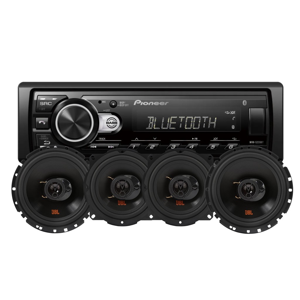 Radio Som Automotivo Pioneer Mvh S235Bt + Par Alto Falante Jbl 5 e 6 Polegadas Flex