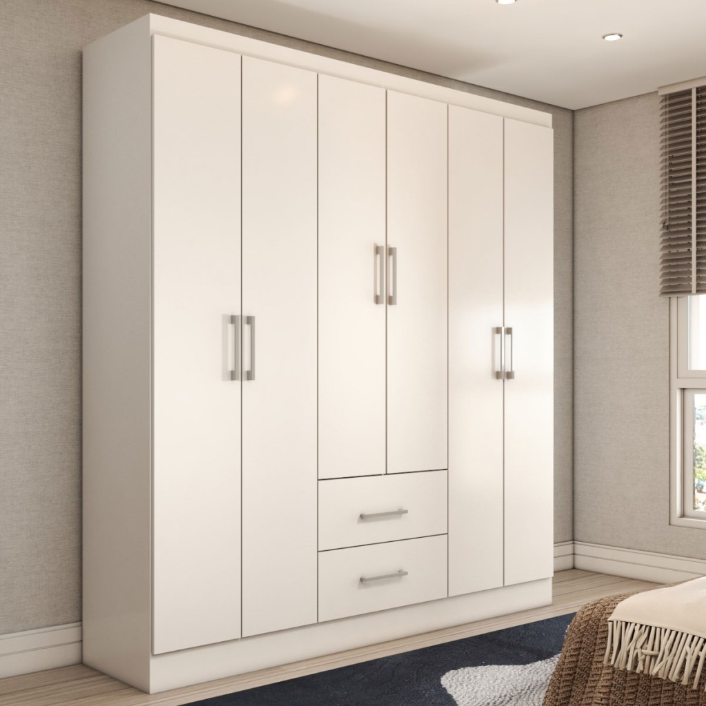 Guarda-Roupa Solteiro Bali 6 Portas 2 Gavetas - Panorama Móveis em Oferta na Shopee