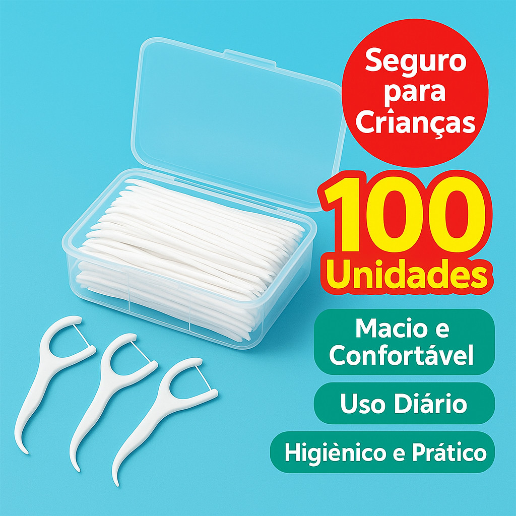 Kit 50 Unidades de Fio Dental Infantil em Formato de Arco Ultra Fino Para Limpeza Eficaz Kit 50 Unidades de Fio Dental Infantil em Formato de Arco Ultra Fino Para Limpeza Eficaz