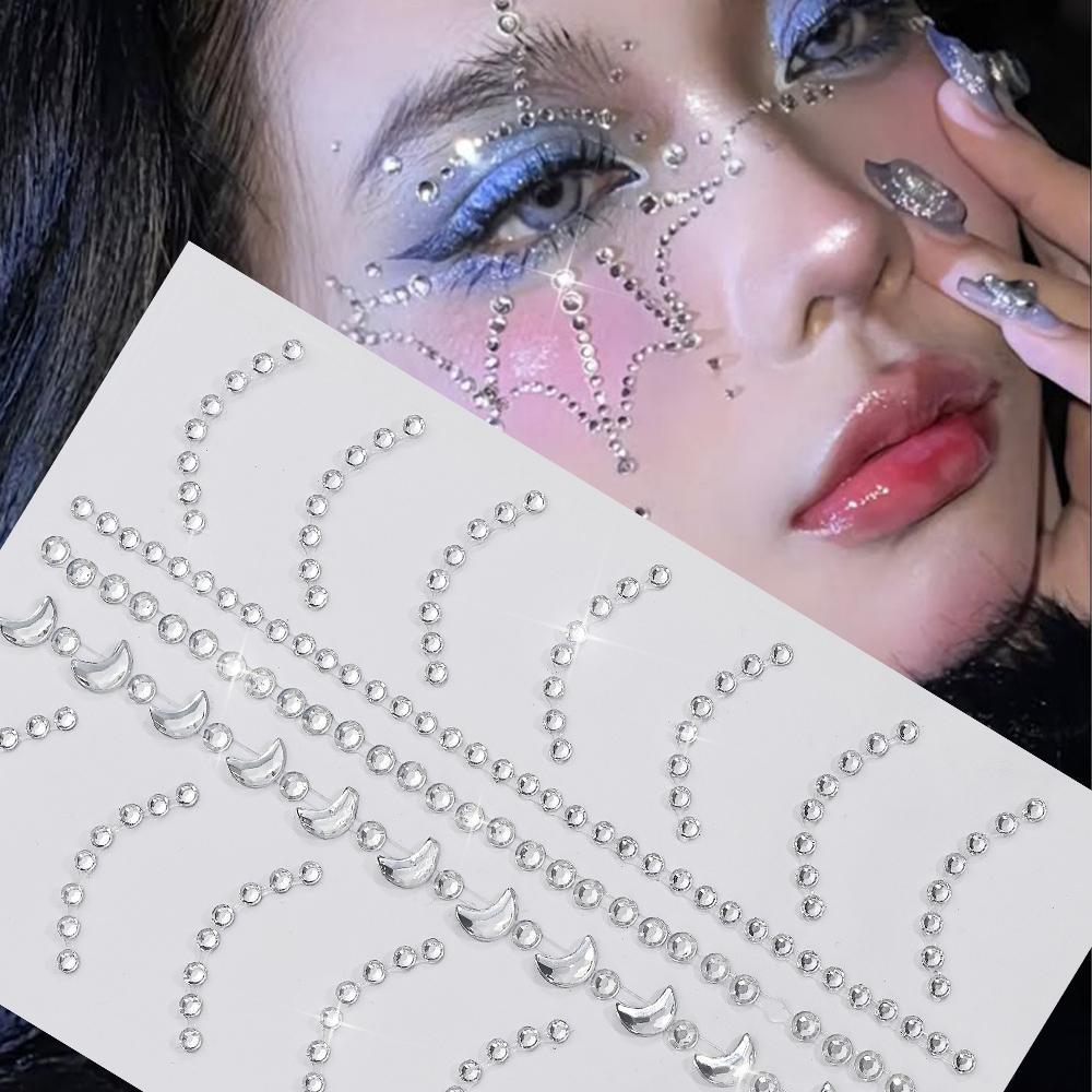 Adesivos 3D Autoadesivos Transparentes Com Coração E Estrela Gema Para Rosto , De Joias De Strass Artesanato Em Olhos ,