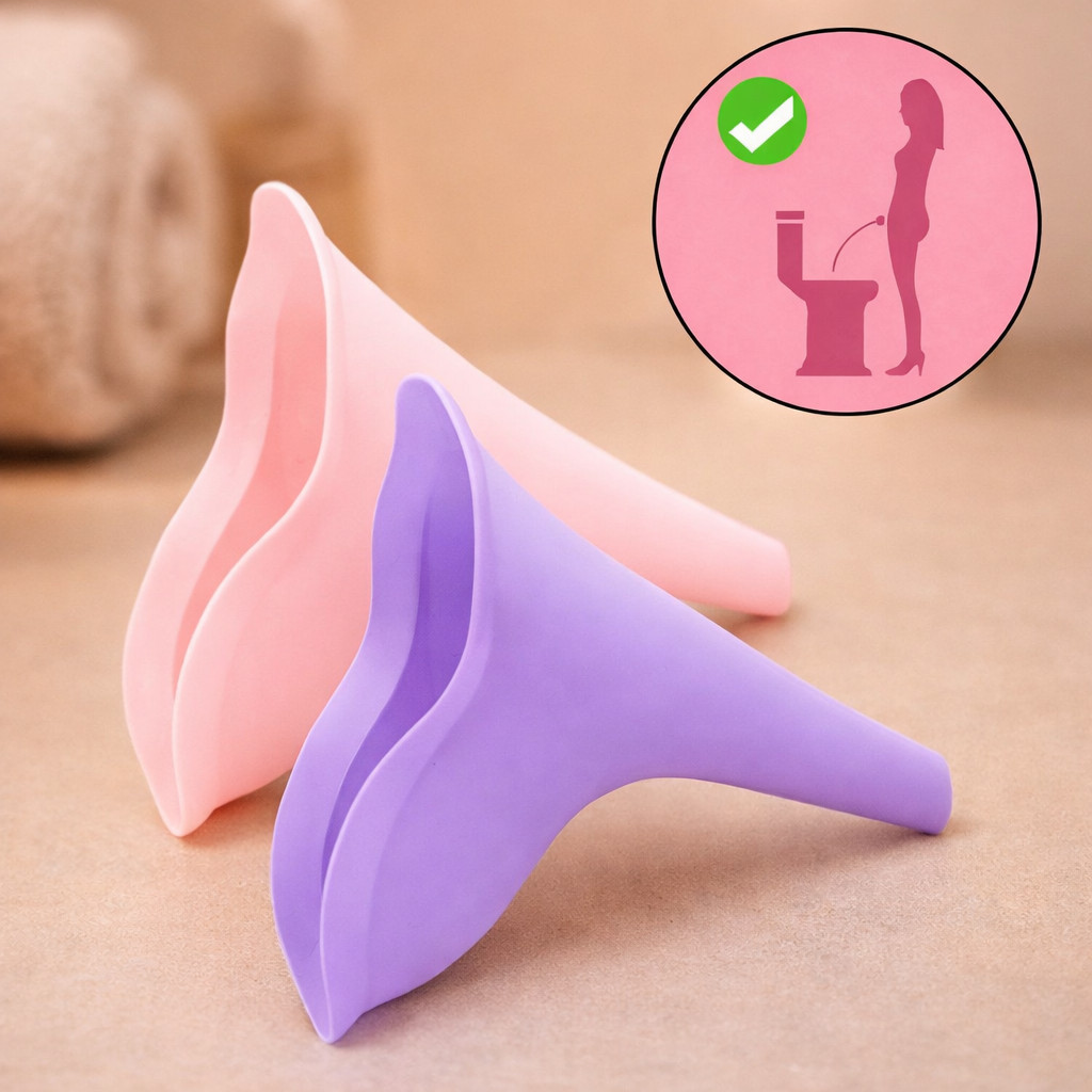 Kit 2 Urinol Feminino Reutilizável Portátil Silicone Funil p/ Carnaval Viagens Show Eventos Discreto