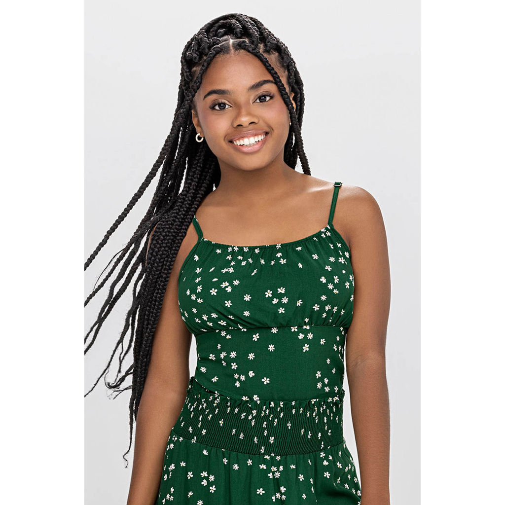 Regata Cropped Juvenil Menina Floral Beats Verde
