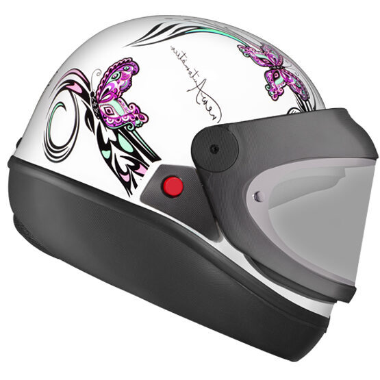 Capacete Moto Fechado Integral Ebf Borboleta Automático Branco Rosa