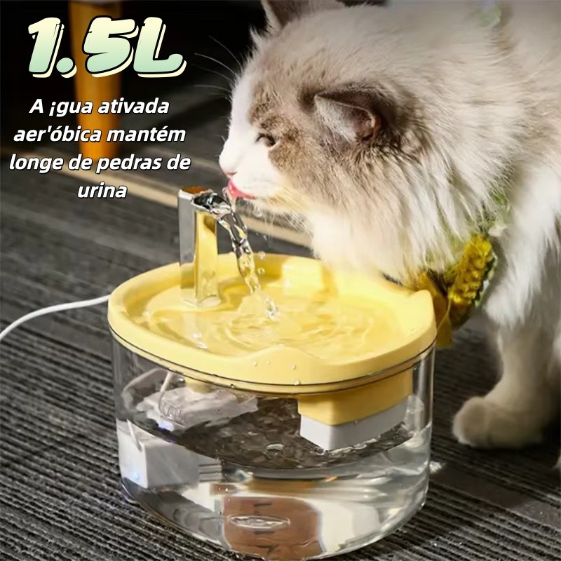 1.5L Fonte de Agua para Gatos Bebedouro Automático Regulável Plástico Bivolt Pet  com purificador de água com filtro em Oferta na Shopee