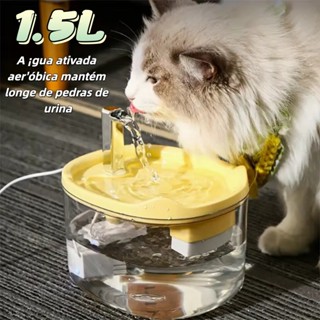 1.5L Fonte de Agua para Gatos Bebedouro Automático Regulável Plástico Bivolt Pet  com purificador de água com filtro em Oferta na Shopee