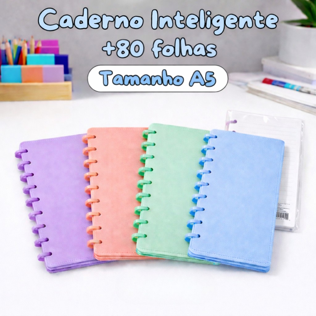 Caderno Inteligente Disco Em PP A5 80 Folhas Sem ou Com Refil 80 160 240 Folhas em Oferta na Shopee