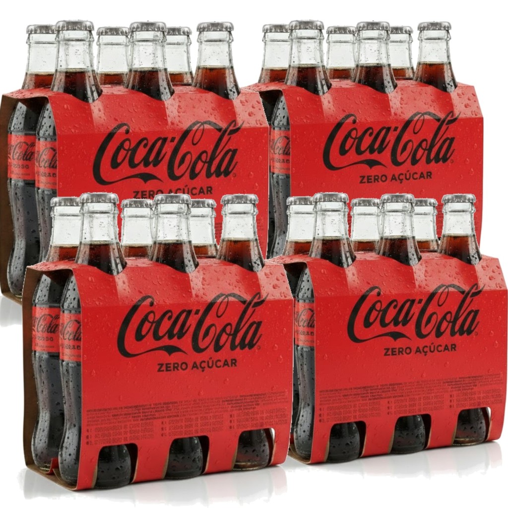 Kit 24 Refrigerante Coca Cola Zero Açucar Vidro 250ml