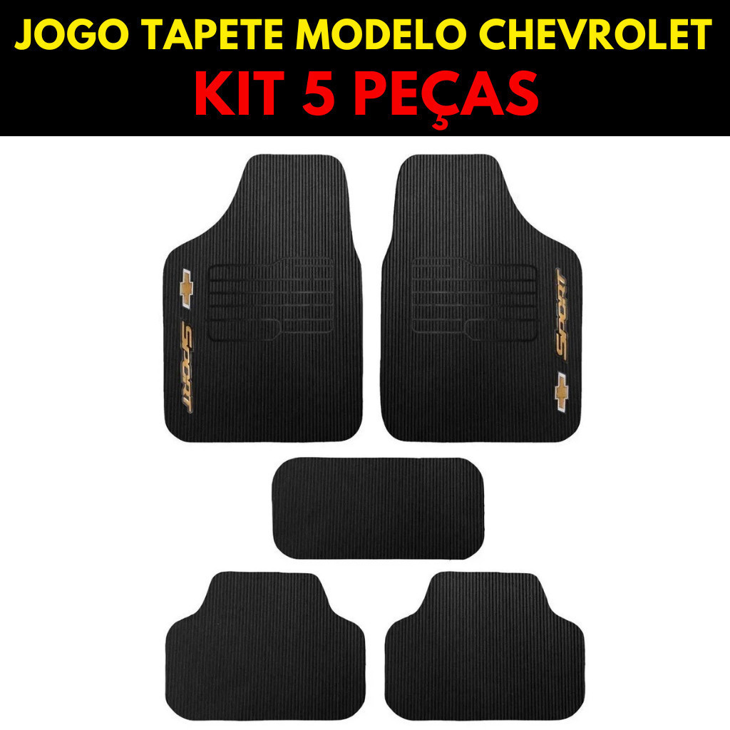 Tapete Automotivo Chevrolet – Kit 5 Peças para Corsa, Celta, Prisma, Vectra, Ônix, Agile, Chevette, Kadett – Modelo Gm