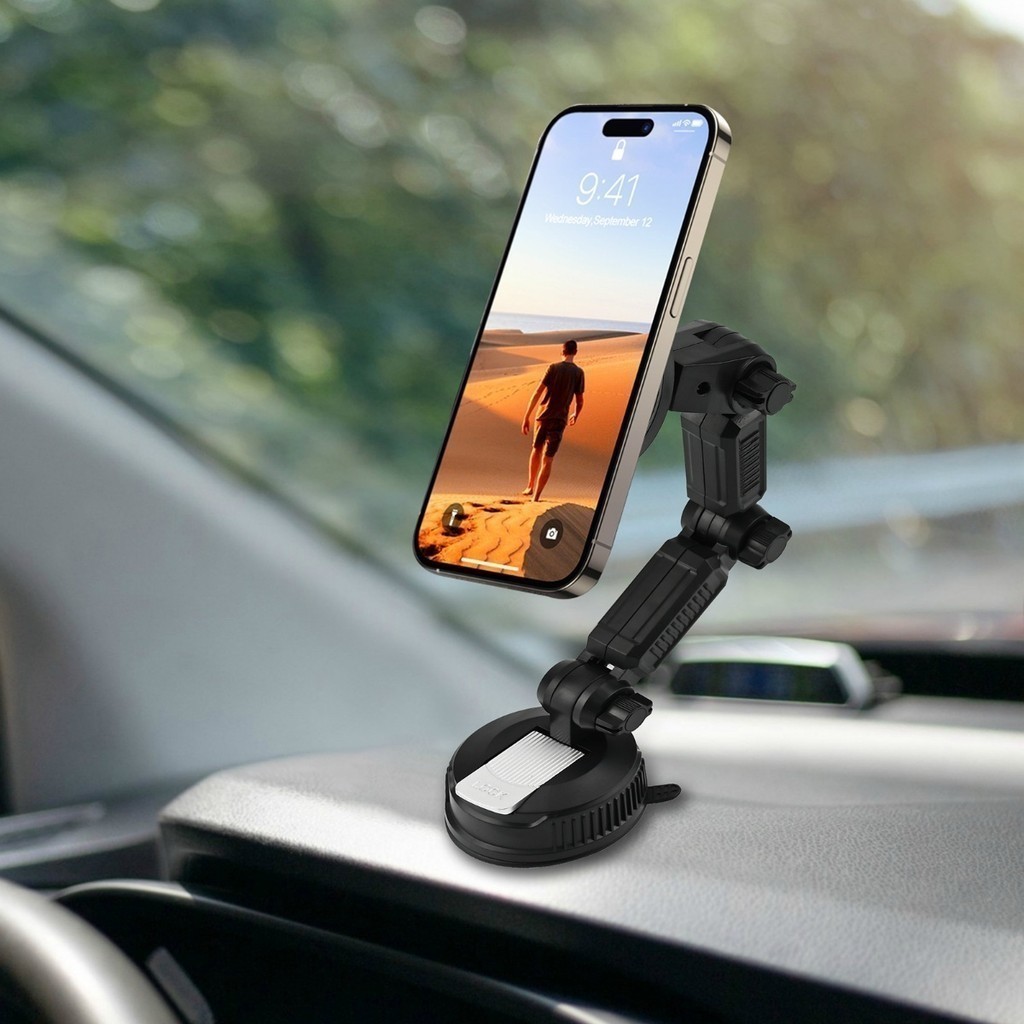 Suporte Veicular Magnético para Celular com Ventosa | Rotação 360° Ajustável | Fixação Forte Painel/Parabrisa