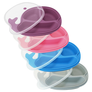 Prato Infantil Refeição Pratinho Alimentação com Tampa e Divisórias Clingo Baleia - Rosa em Oferta na Shopee