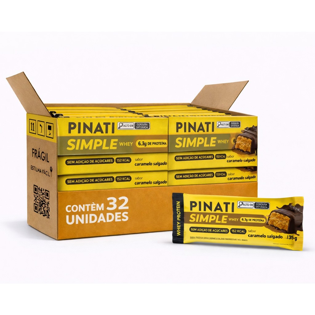 Kit 32 Barra Simple Whey PINATI Caramelo Salgado 35g