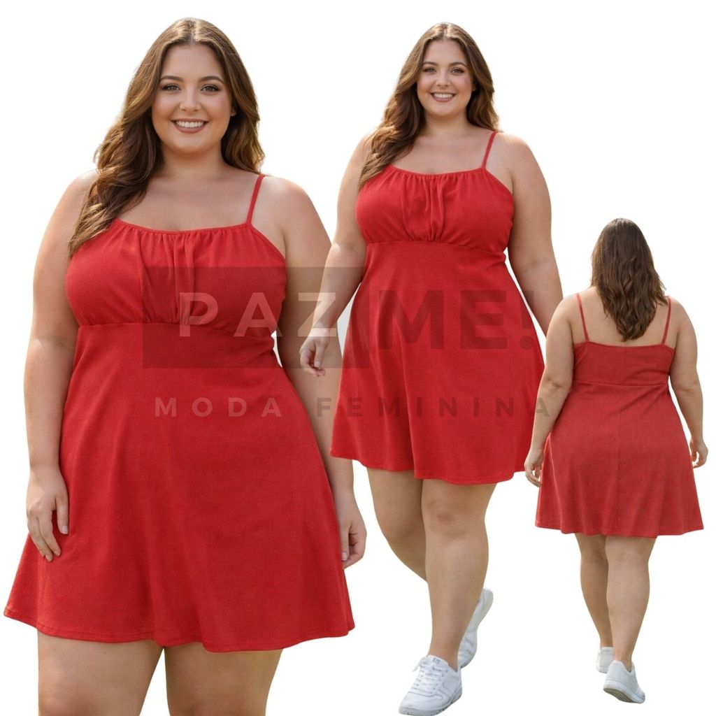 Vestido Plus Size Soltinho Acinturado De Alcinha Confortável