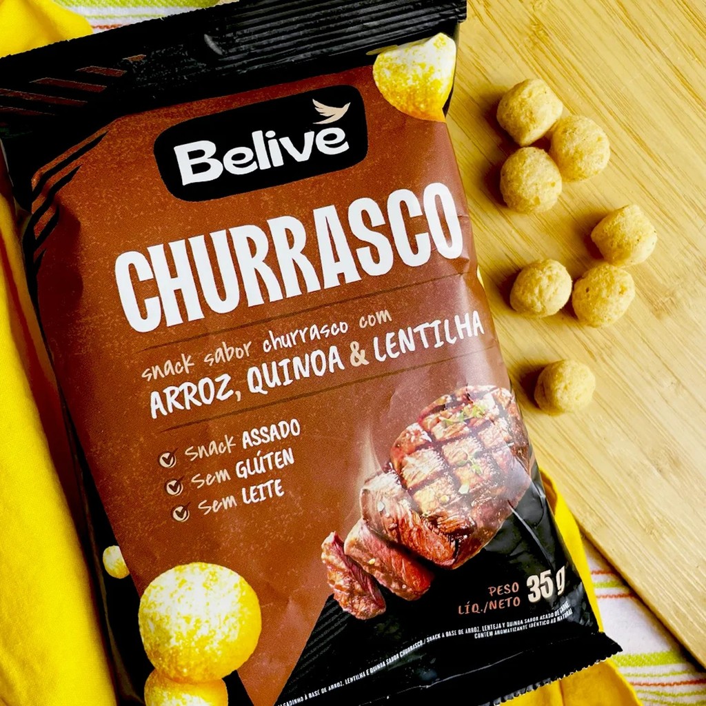 Kit 6 Snack Multigrãos Churrasco BELIVE s/ gluten 35g