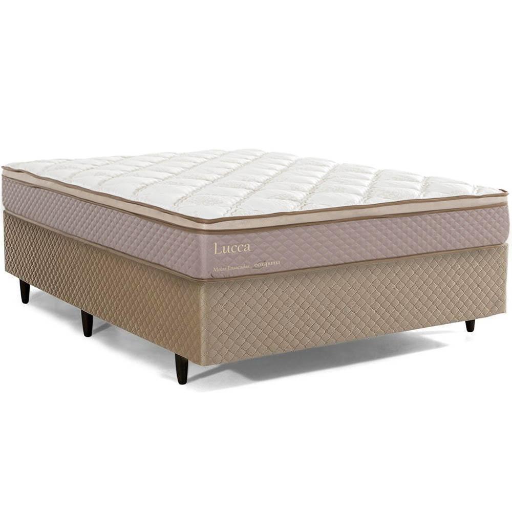 Cama Box de Casal Herval Lucca, Molas Ensacadas, Suede Bege, 66x138x188 cm