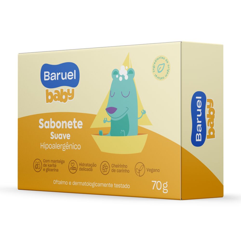 Sabonete Infantil Baruel Baby Suave Manteiga de Karité Glicerina 70g em Oferta na Shopee
