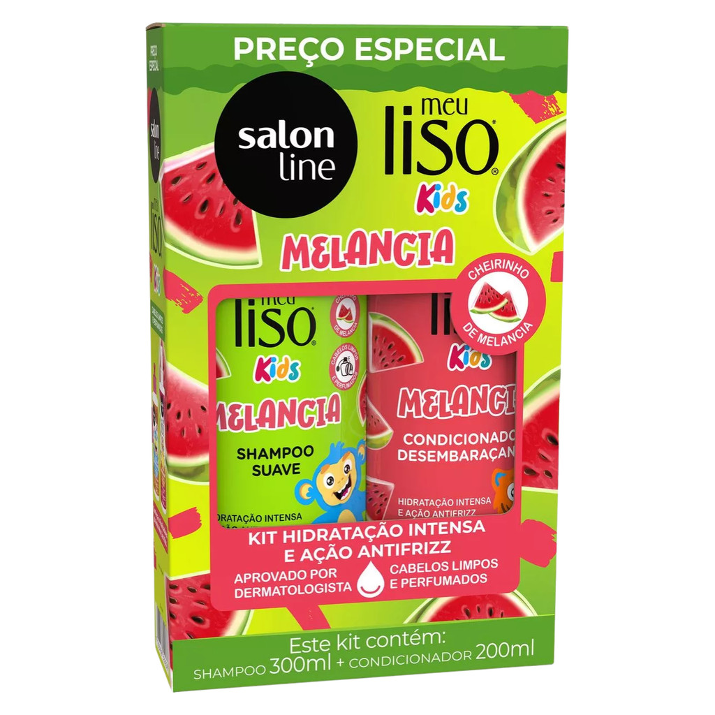 Kit Salon Line Meu Liso Kids Melancia Shampoo 300ml+Cond 200ml